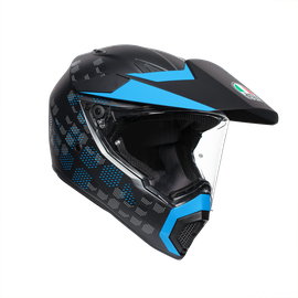 AX9 ANTARTICA MATT BLACK/CYAN - MOTORBIKE FULL FACE HELMET E2205
