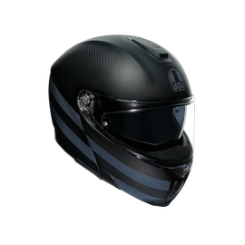 SPORTMODULAR DARK REFRACTIVE CARBON/BLACK - MOTORBIKE FLIP UP HELMET E2205