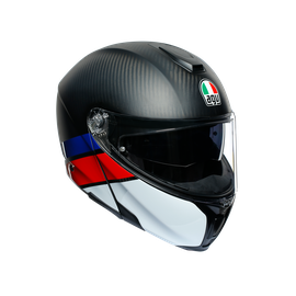 SPORTMODULAR LAYER CARBON/RED/BLUE -  MOTORBIKE FLIP UP HELMET E2205