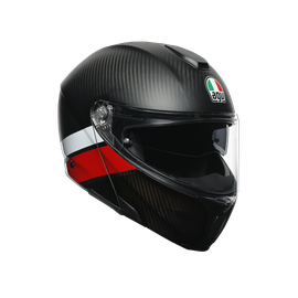 SPORTMODULAR LAYER CARBON/RED/WHITE - MOTORBIKE FLIP UP HELMET E2205