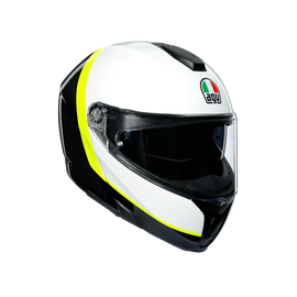 SPORTMODULAR RAY CARBON/WHITE/YELLOW FLUO -MOTORBIKE FLIP UP HELMET E2205